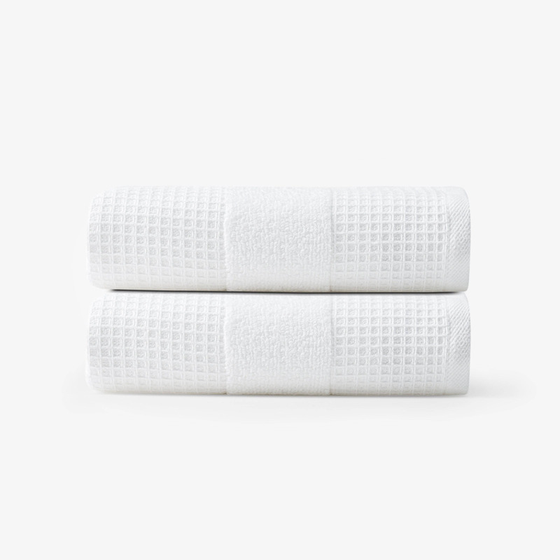 Airsense Waffle Set of 2 100 Turkish Cotton Hand Towels, White by Sazy