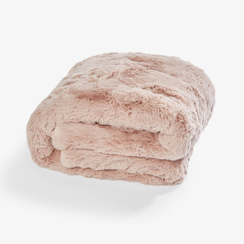 Vellus Faux Fur Throw, Pink, 150x180 cm by Sazy