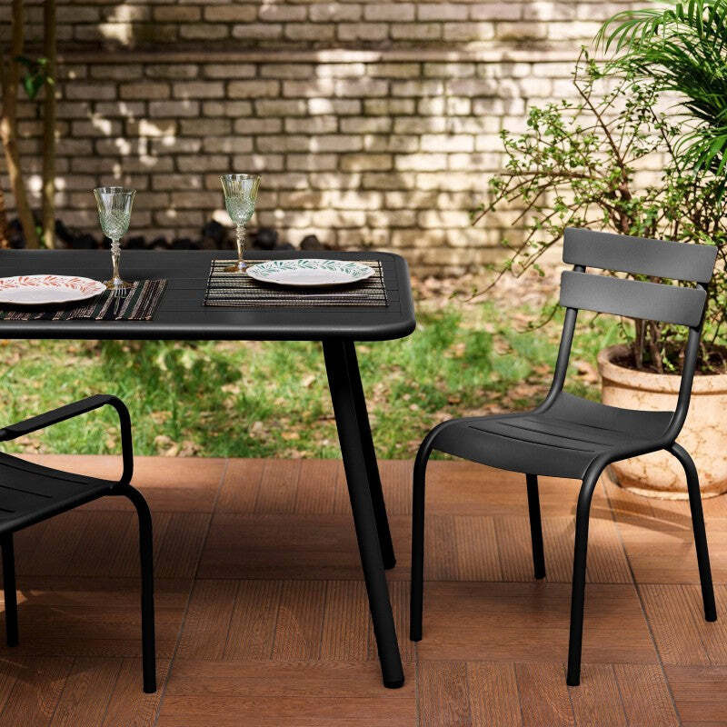 Rosta 4-Seater Aluminium Garden Table, Black by Sazy | uFurnish.com
