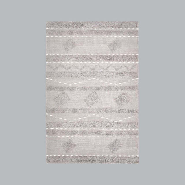 Tobias Handwoven Geometric Cotton Rug, Grey (120x180cm) by Sazy ...