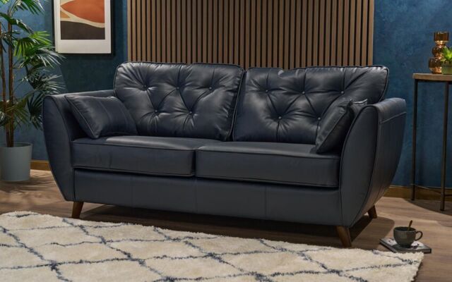 ScS Living Fabric Hoxton Compact Leather 3 Seater Sofa by SCS