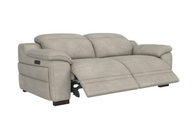 La-Z-Boy Grey Fabric Austin 3 Seater Power Recliner Sofa with Manual ...
