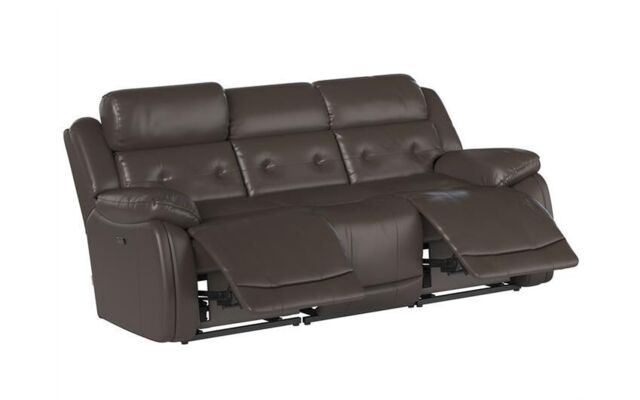 La-Z-Boy Grey Leather El Paso 3 Seater Power Recliner Sofa with Head ...