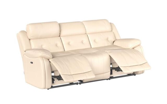 La-Z-Boy White Leather El Paso 3 Seater Power Recliner Sofa with Head ...