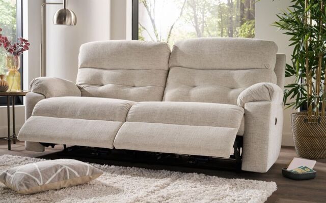 La-Z-Boy Belmar Fabric 3 Seater Power Recliner Sofa with Head Tilt ...
