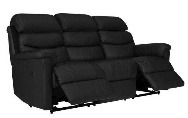 La-Z-Boy Black Tulsa Leather 3 Seater Power Recliner Sofa by SCS ...