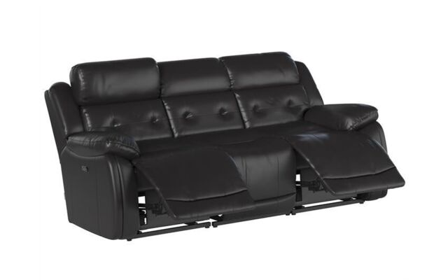 La-Z-Boy Black Leather El Paso 3 Seater Power Recliner Sofa with Head ...