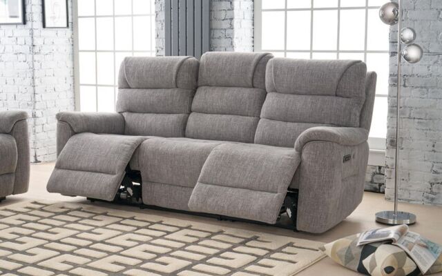 La-Z-Boy Fabric Parker 3 Seater Power Recliner Sofa with Head Tilt ...