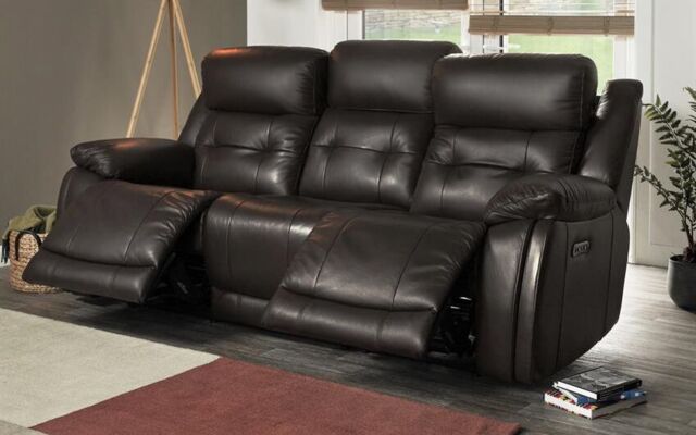 La-Z-Boy Leather El Paso 3 Seater Power Recliner Sofa with Head Tilt by ...