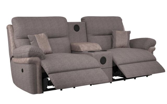 La-Z-Boy Grey Nevada Fabric 3 Seater Power Recliner Sofa with Audio by ...