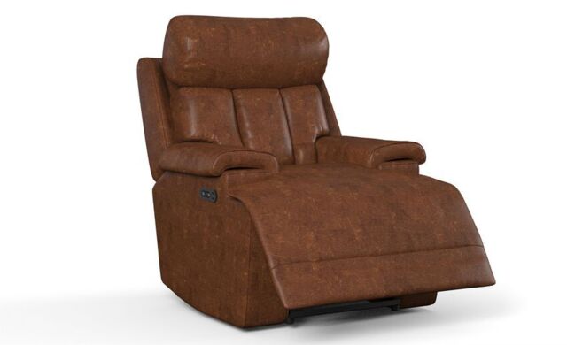 La-Z-Boy Brown Leather Empire Power Recliner Chair With Head Tilt by ...