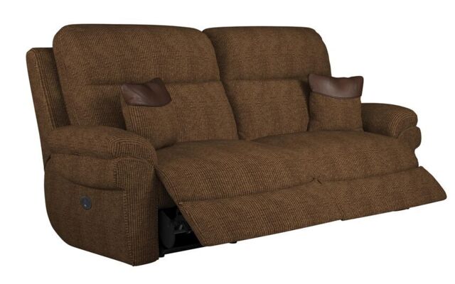 La-Z-Boy Brown Tamla Fabric 3 Seater Power Recliner Sofa by SCS ...