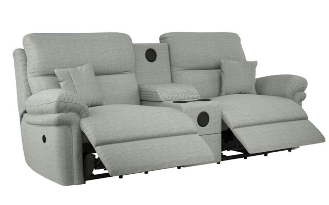 La-Z-Boy Grey Nevada Fabric 3 Seater Power Recliner Sofa with Audio by ...