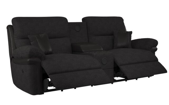 La-Z-Boy Black Nevada Fabric 3 Seater Power Recliner Sofa with Audio by ...