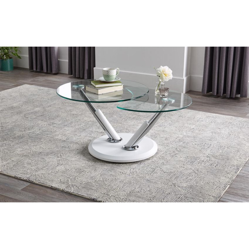Spyro White Glass Coffee Table by SCS