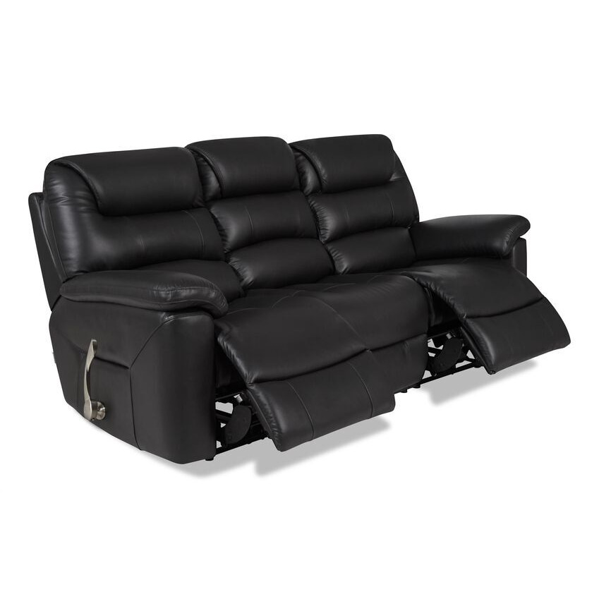 La-Z-Boy Black Staten Leather 3 Seater Manual Recliner Sofa by SCS ...