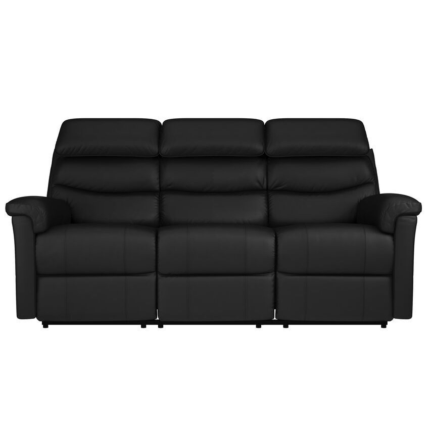 LaZBoy Black Tulsa Leather 3 Seater Static Sofa by SCS
