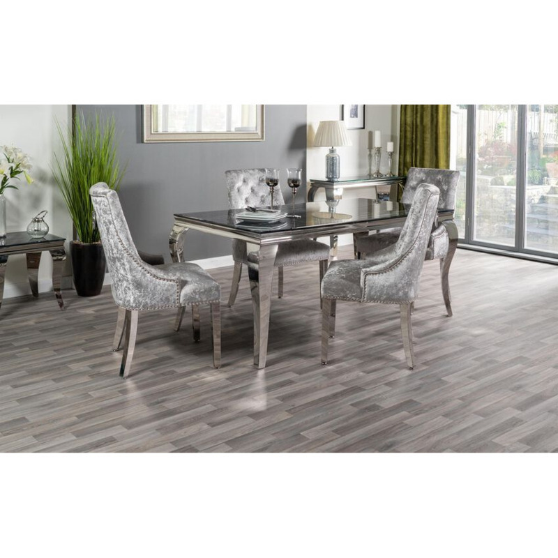 Paris Marble Effect Dining Table & 4 Silver Chairs by SCS