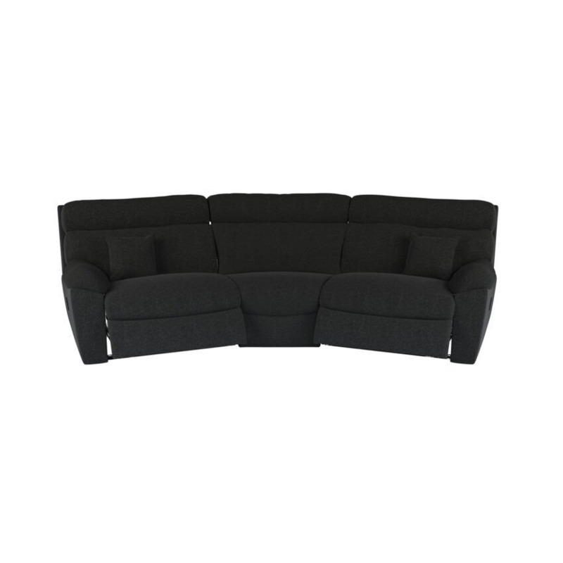 ScS Living Black Cloud Fabric 4 Seater Curved Manual Recliner Sofa by