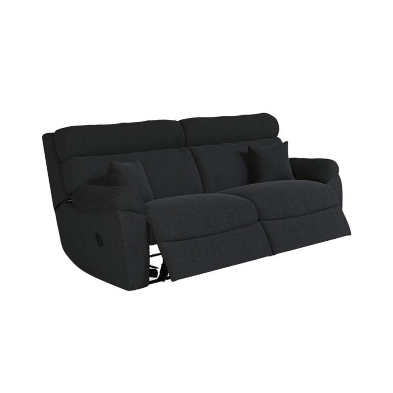 ScS Living Black Cloud Fabric 3 Seater Manual Recliner Sofa by SCS