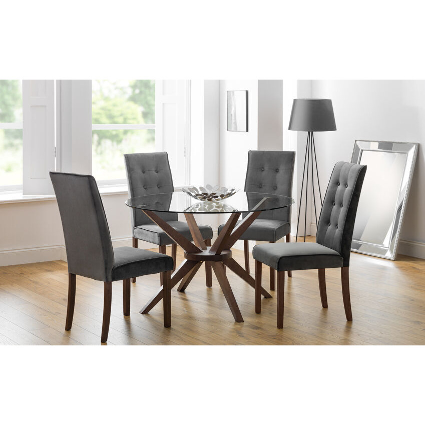 ScS Living Euston 1.2m Glass Round Dining Table & 4 Chairs by SCS