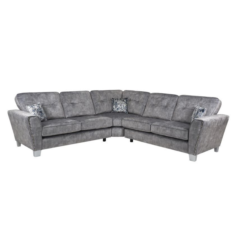 Esme Grey Corner Sofa Crushed Velvet Corner Sofa by SCS