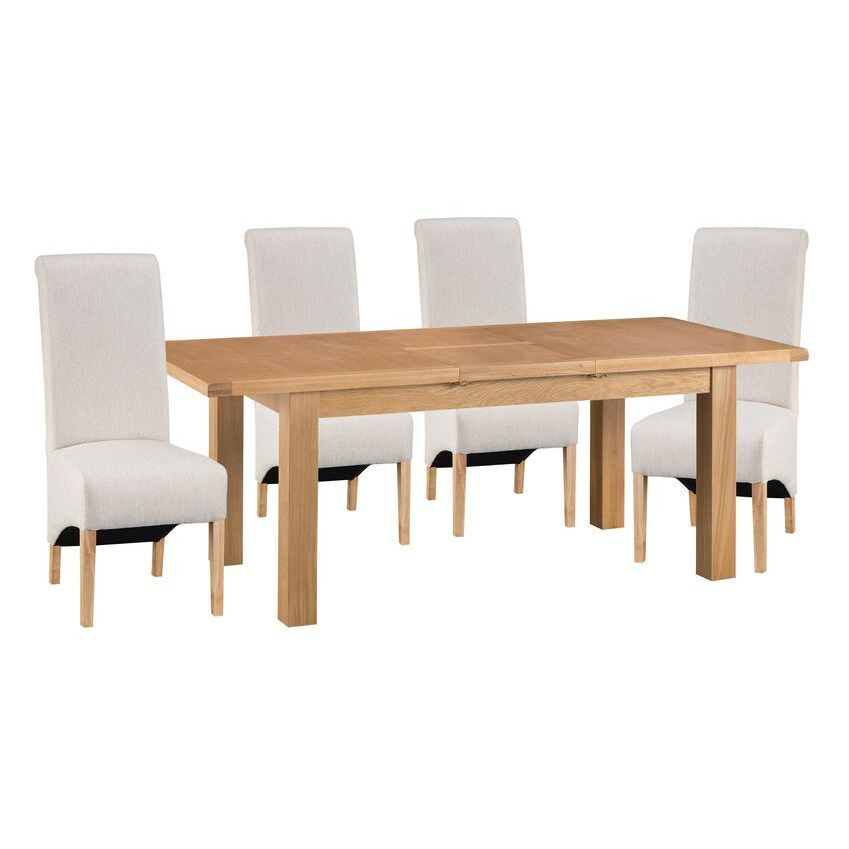 ScS Living Cruz 1.7m Extending Dining Table & 4 Plain Scroll Back Chairs by SCS