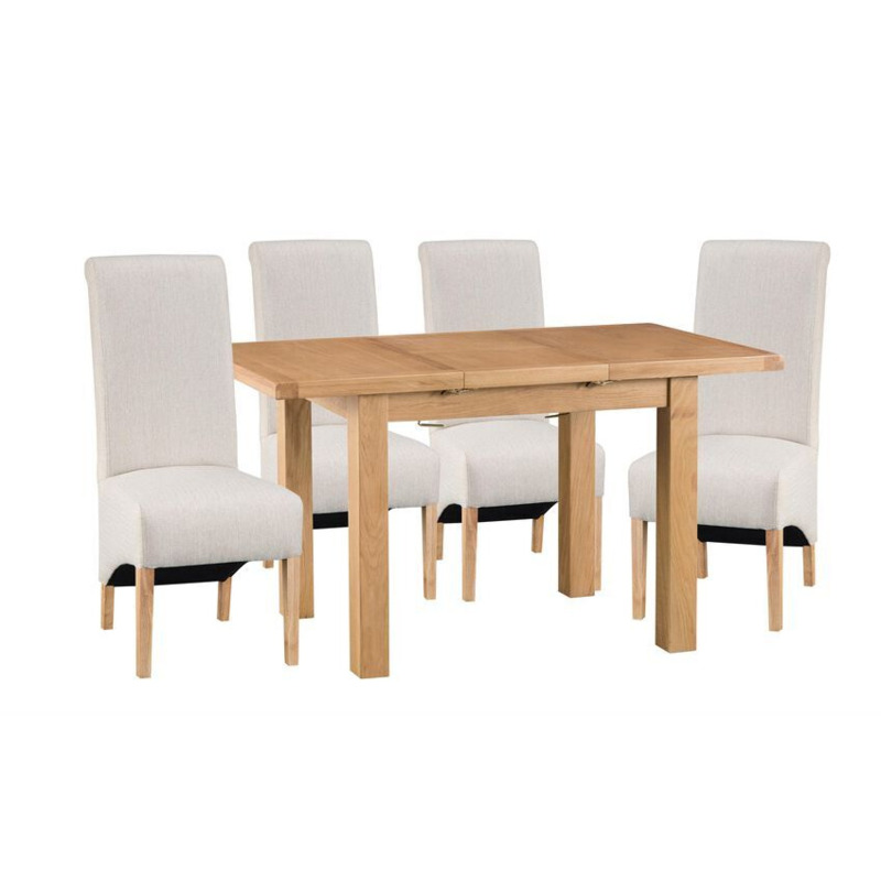 ScS Living Cruz 1.25m Extending Dining Table & 4 Plain Scroll Back
