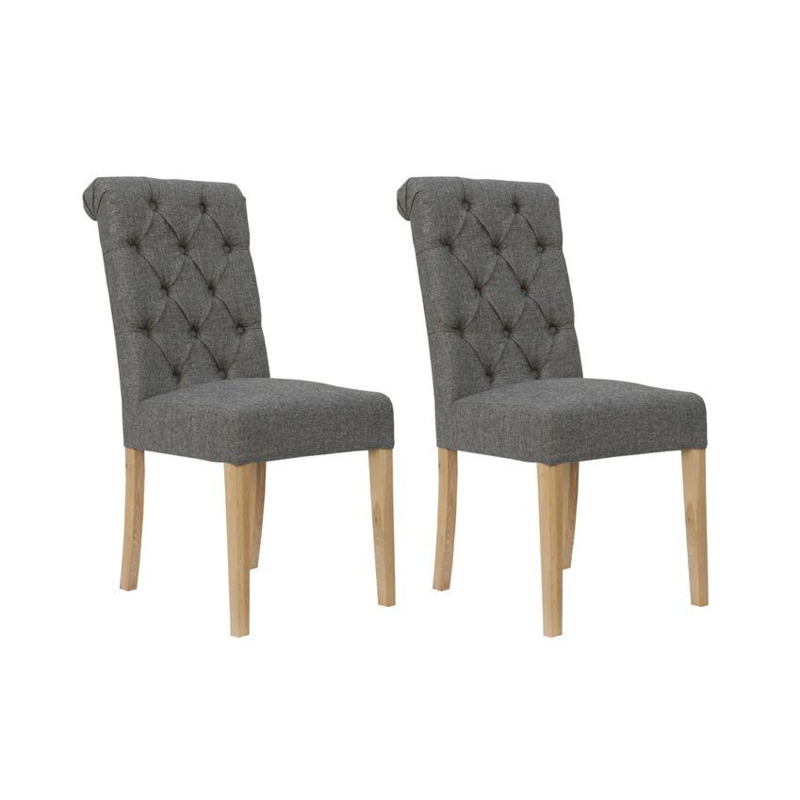 ScS Signature Brooklyn Pair of Dark Grey Scroll Button Back Chairs by SCS