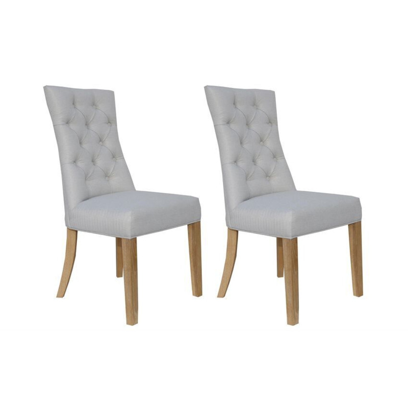 ScS Signature Brooklyn Pair of Natural Curved Button Back Dining Chairs