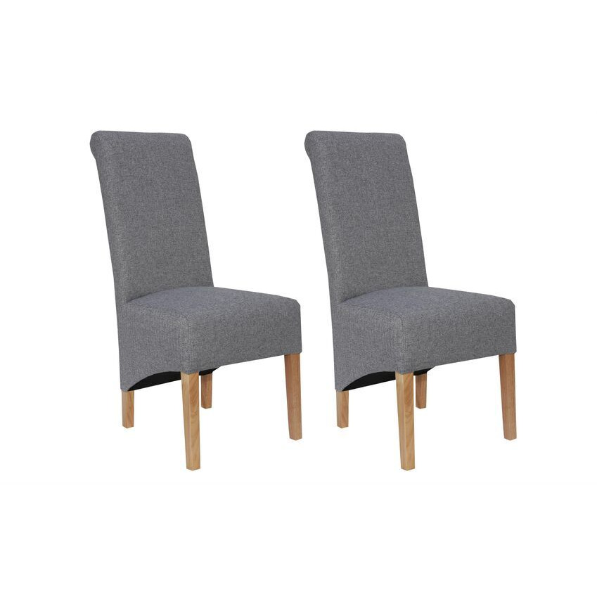 ScS Signature Brooklyn Pair of Light Grey Scroll Back Dining Chairs by