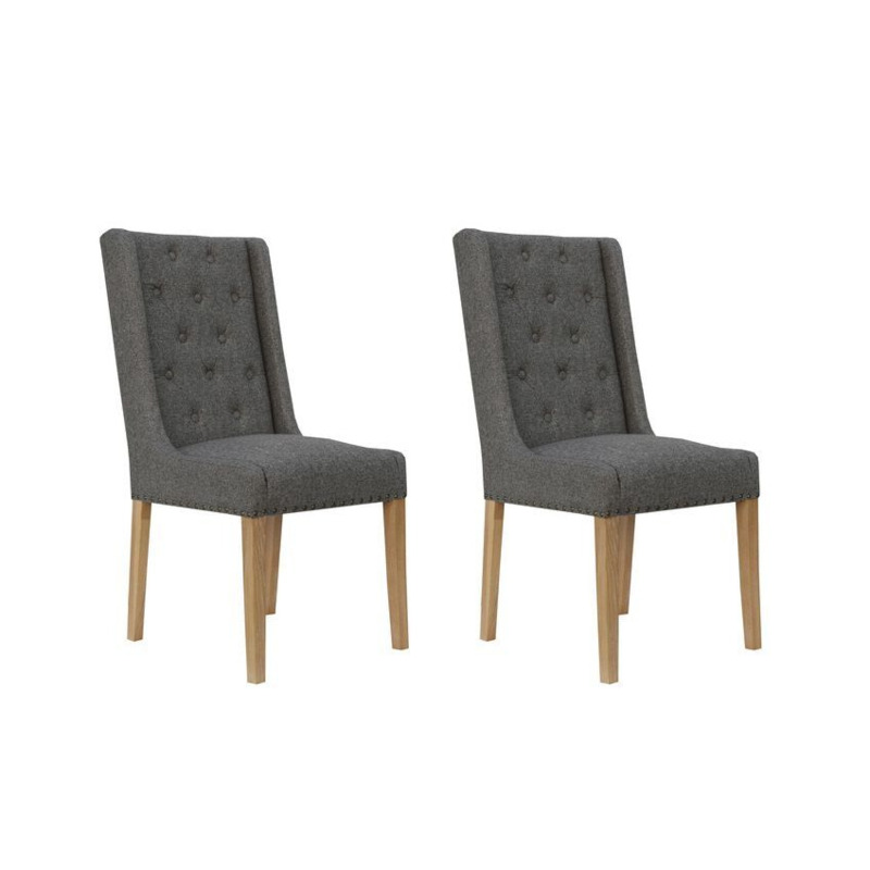 ScS Signature Brooklyn Pair of Dark Grey Studded Button Back Dining