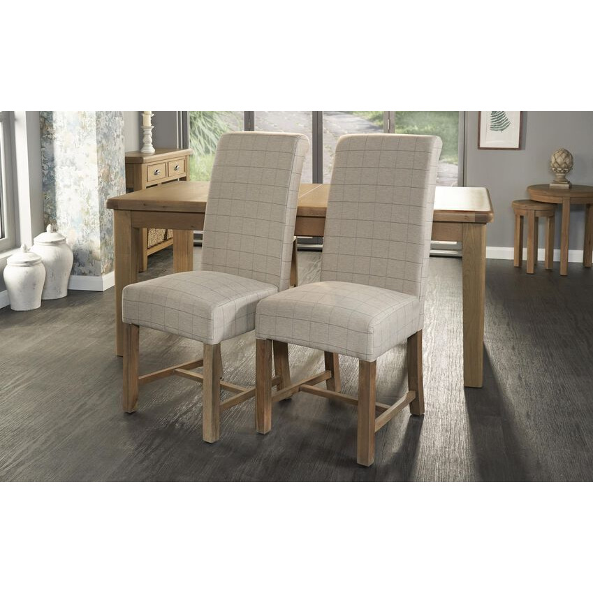ScS Signature Brooklyn Pair of Natural Check Upholstered Dining Chairs