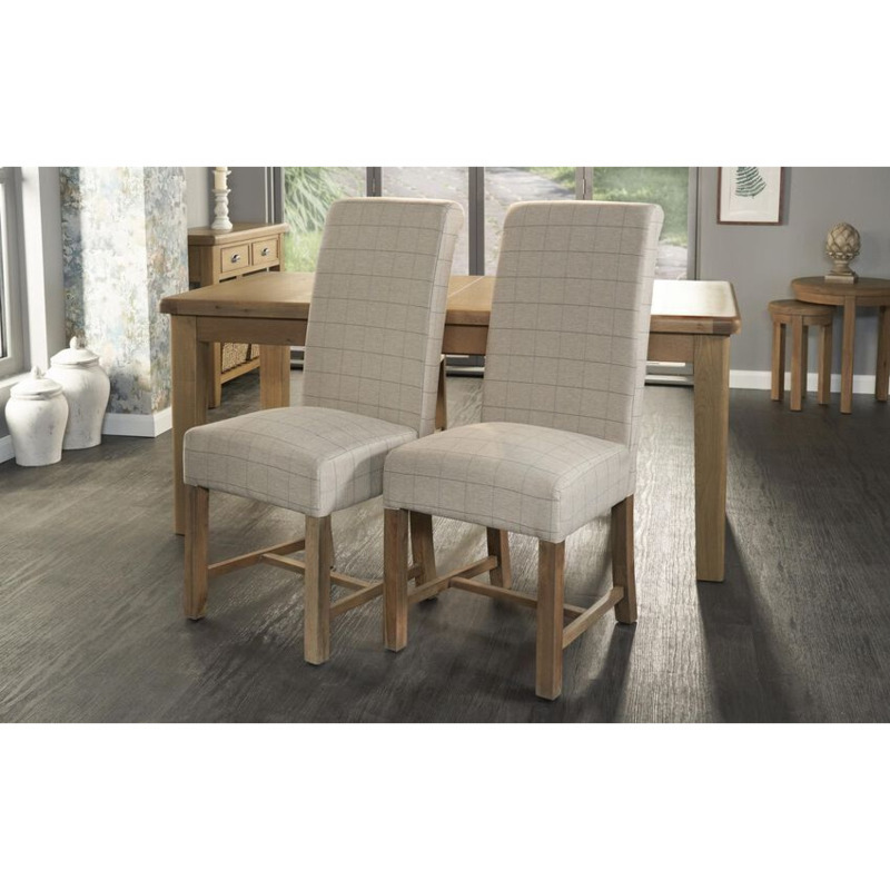 ScS Signature Brooklyn Pair of Natural Check Upholstered Dining Chairs