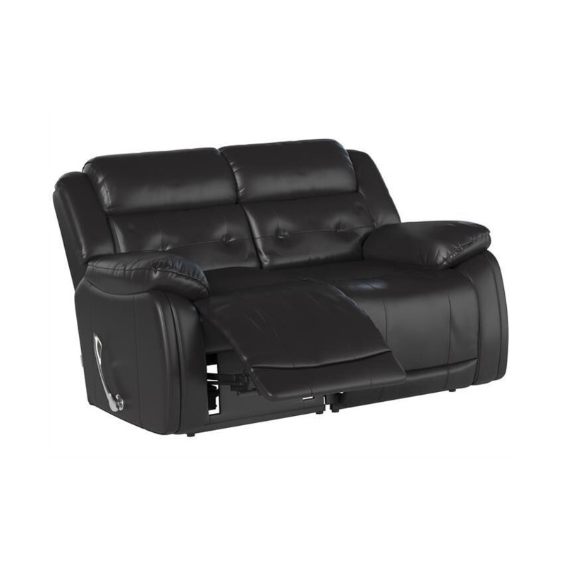 LaZBoy Black Leather El Paso 2 Seater Manual Recliner Sofa by SCS