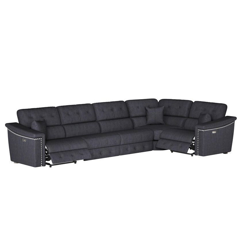 La-Z-Boy Black Fabric Hollywood 3 Corner 1 Power Recliner Sofa by SCS ...