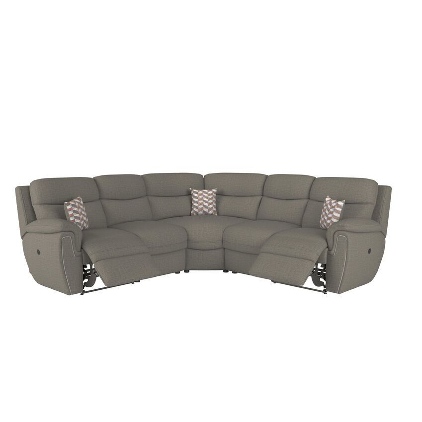 ScS Living Cream Ashton Fabric 2 Corner 2 Power Recliner Sofa by SCS