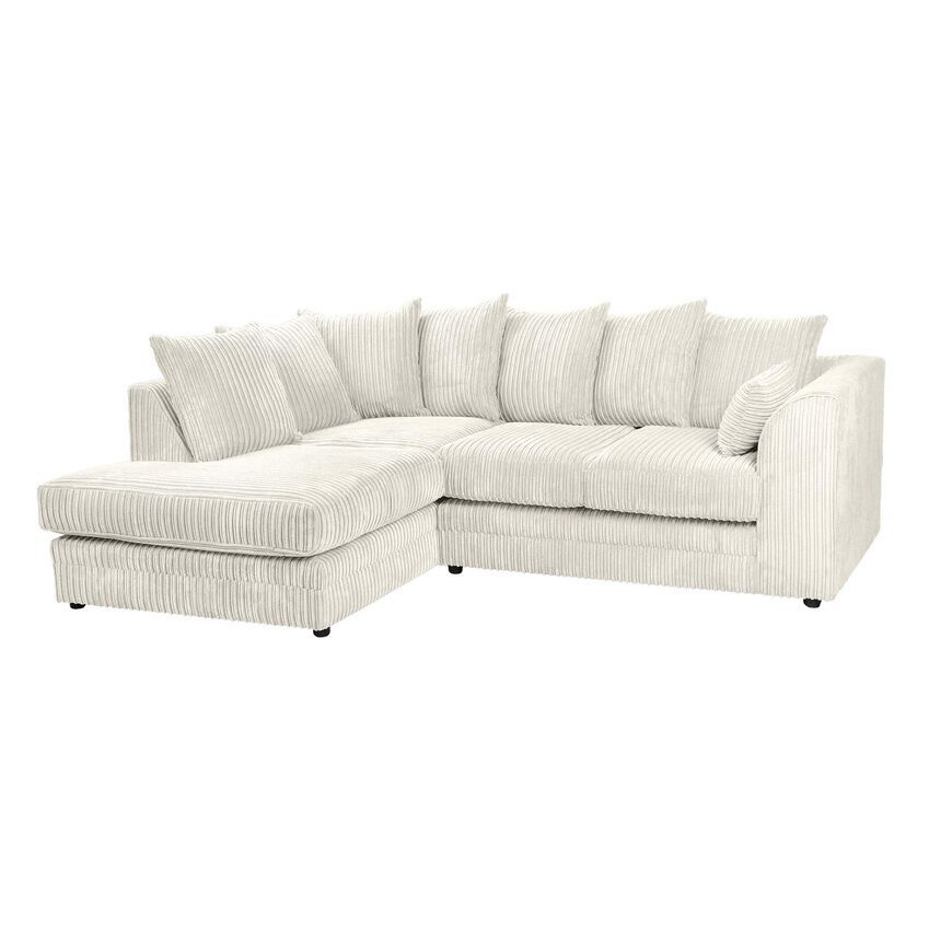 ScS Living White Chicago Fabric 1 Corner 2 Left Hand Facing Chaise Sofa