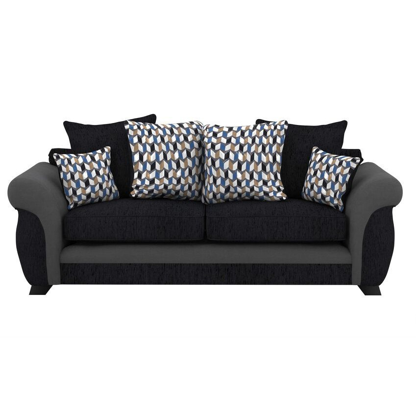 ScS Living Grey Bobbie Fabric 3 Seater Sofa Scatter Back Sofa Sale by