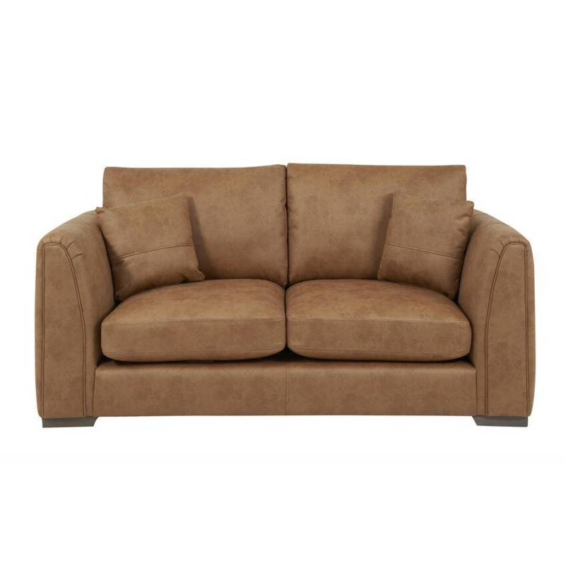 Endurance Brown Fabric Xavier Faux Leather 2 Seater Sofa by SCS ...