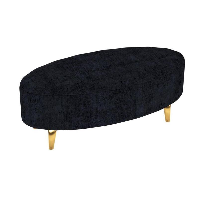 Ideal Home Black Flo Fabric Designer Footstool by SCS