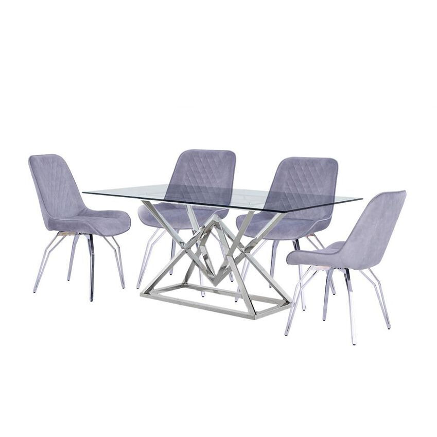 ScS Signature Astra 1.8m Dining Table & 4 Light Grey Swivel Chairs by