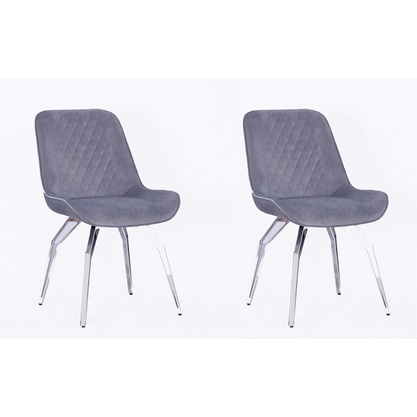 ScS Signature Astra Pair of Light Grey Swivel Dining Chairs by SCS