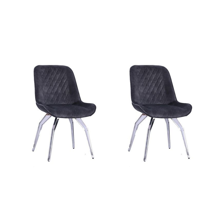ScS Signature Astra Pair of Dark Grey Swivel Dining Chairs by SCS