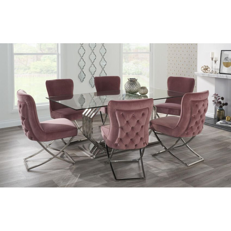 ScS Signature Clara 2m Dining Table & 6 Pink Chairs by SCS