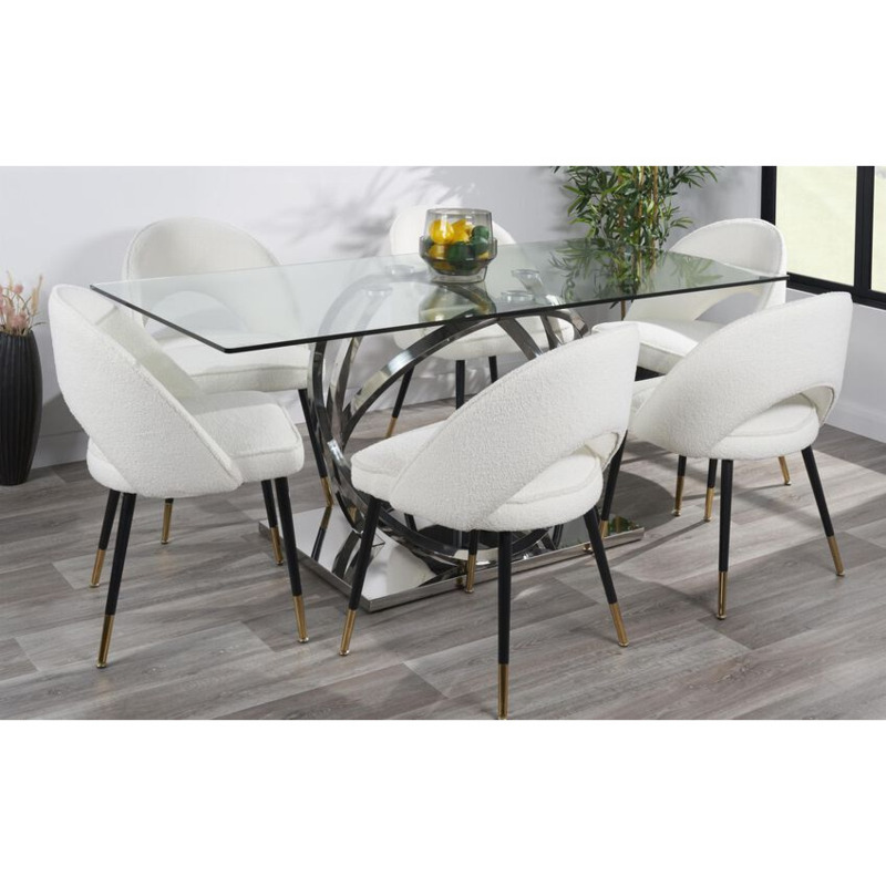 ScS Signature Elsa 1.8m Rectangular Dining Table & 6 White Chairs by