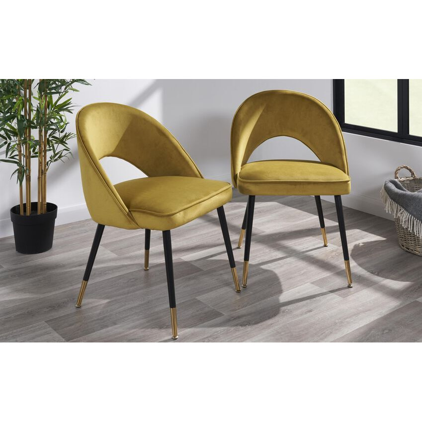 ScS Signature Elsa Pair of Mustard Dining Chairs by SCS
