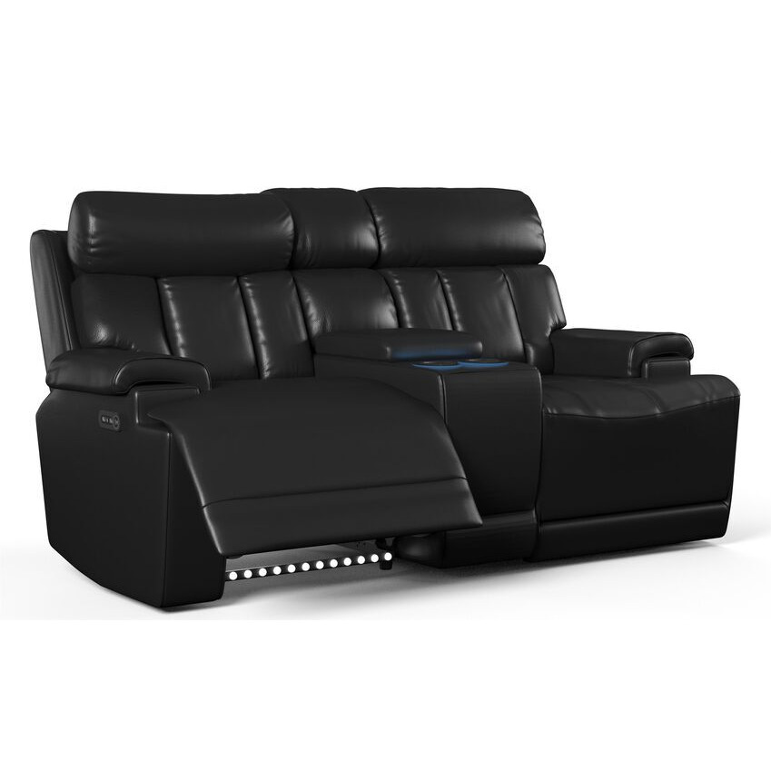 La-Z-Boy Black Leather Empire 2 Seater Power Recliner Sofa With Head ...