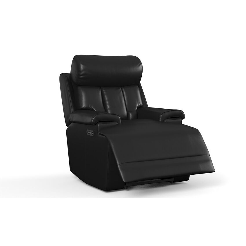 LaZBoy Black Leather Empire Power Recliner Chair With Head Tilt by