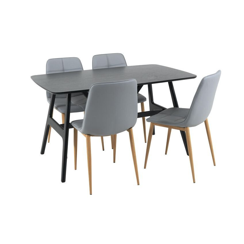 ScS Living Torino Black Stain Dining Table & 4 Grey Chairs by SCS